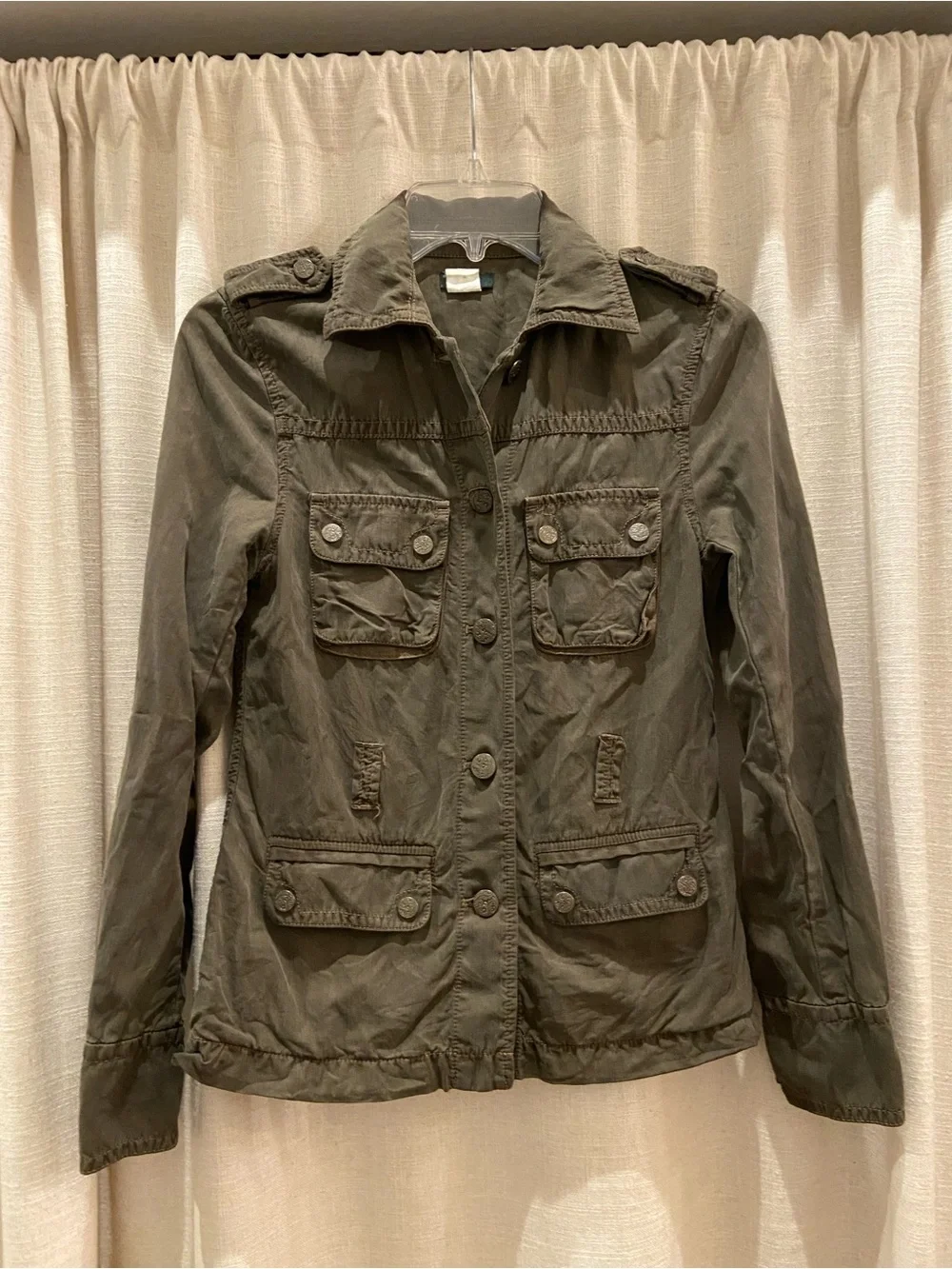 J. Crew Olive Utility Button-Front Jacket